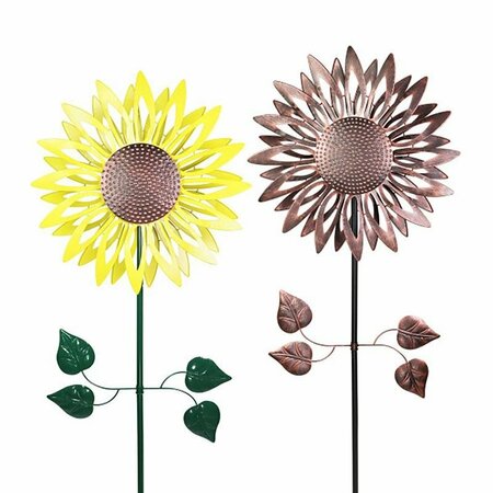 EXHART Assorted Metal 84 in. H Kinetic Sunflower Outdoor Garden Stake 50475-A